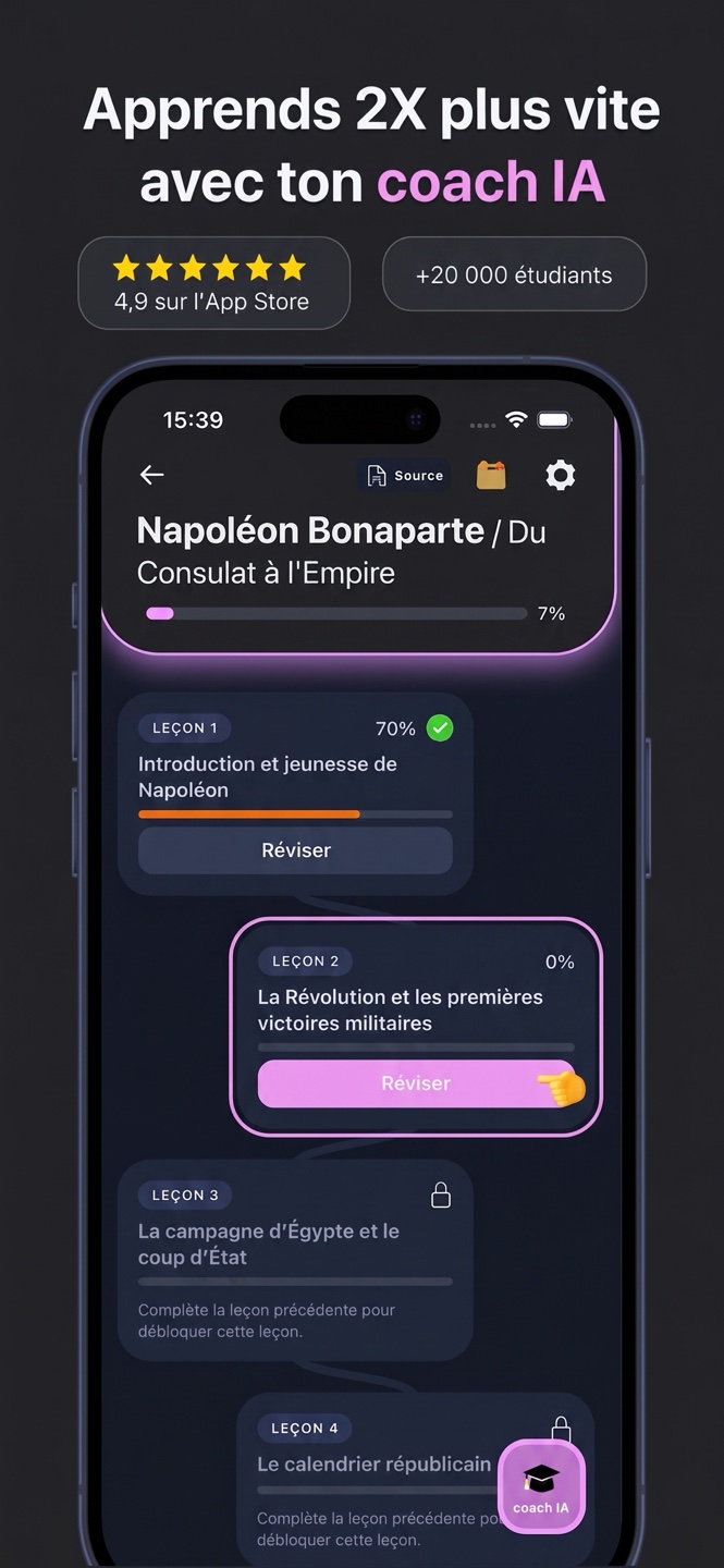 Atom AI transforme un cours sur Napoléon en plan de révision
